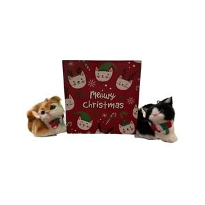 Meowy Christmas sign with 2 cat ornaments/tiered tray- NWT